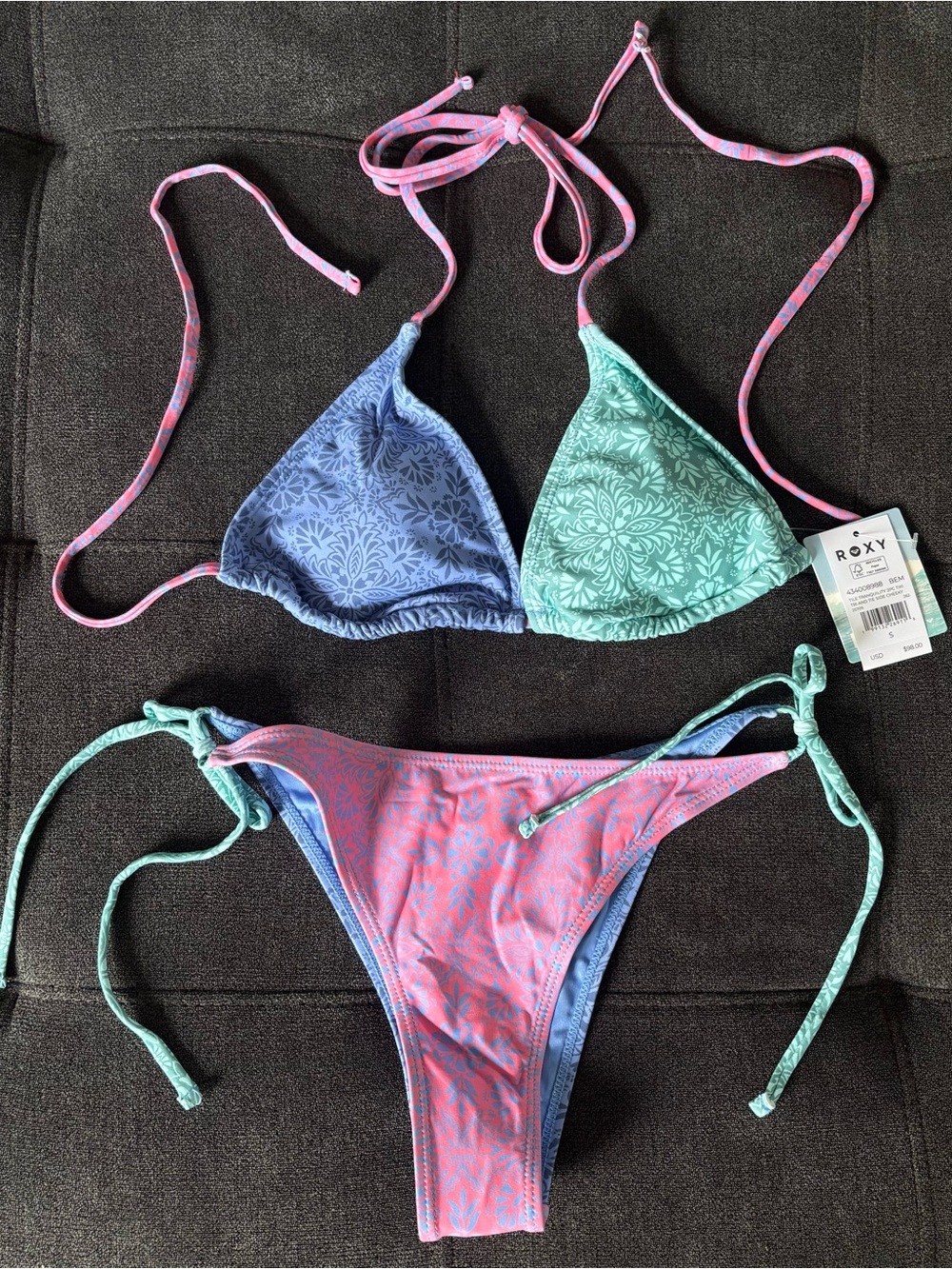 Roxy pastel tie bikini set🌊🏄‍♀️
